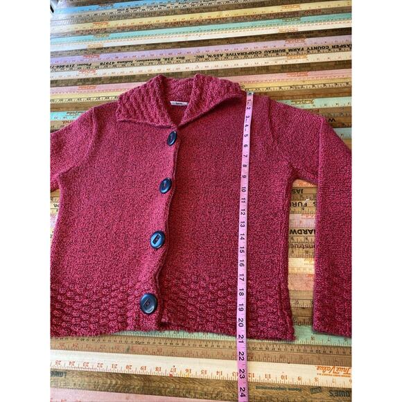 HABITAT Cardigan S/M Sweater Lagenlook Button Down 100% Cotton Chunky Knit Pink - Picture 10 of 12